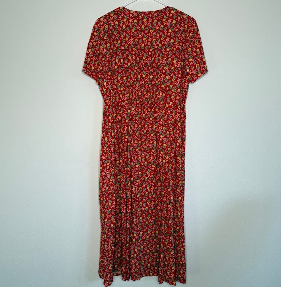 Vintage 90s Cottagecore Floral Rayon Midi Dress Small | Coquette Milkmaid Garden - Picture 2 of 6